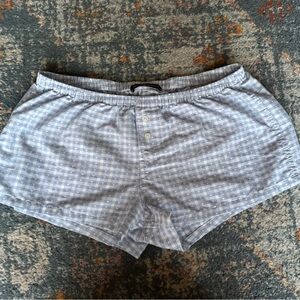 Brandy Melville Light Blue Patterned High-Waist Shorts